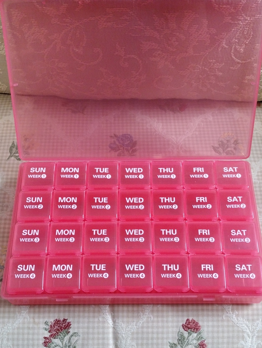 Weekly Pill Organizer - Pink 28-Day Pill Box - Picture 2 of 2